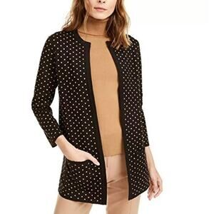 Anne Klein Black Cardigan with White Dots